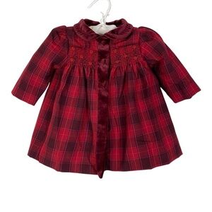 Vintage Little Bitty Holiday Dress Outfit Plaid Velvet Smocked Flowers 6-9 mo